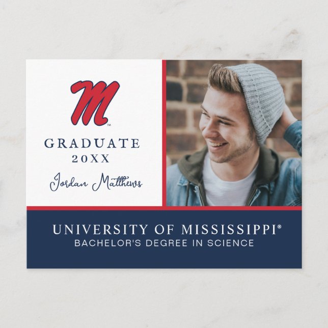 Postal De Anuncios Universidad de Mississippi | Script M (Anverso)