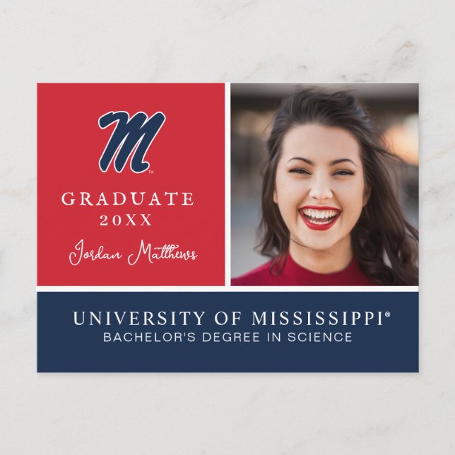 Postal De Anuncios Universidad de Mississippi | Script M (Anverso)