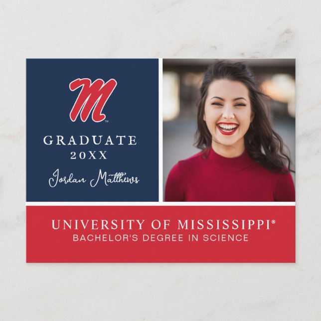 Postal De Anuncios Universidad de Mississippi | Script M (Anverso)