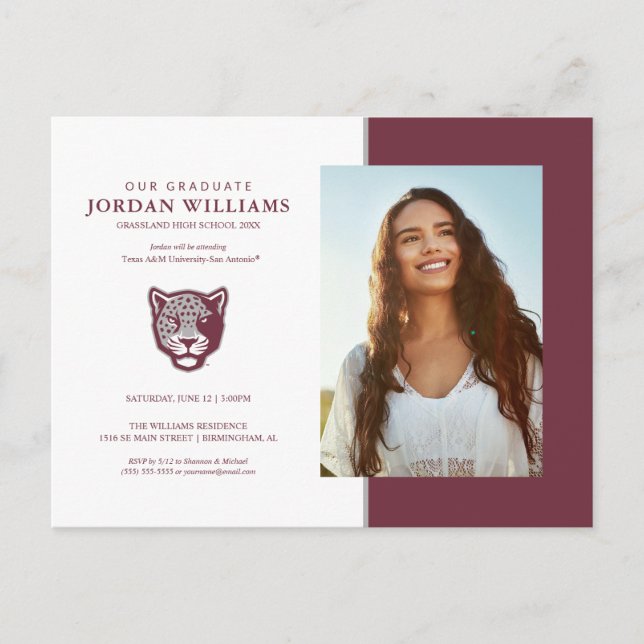 Postal De Anuncios Universidad Texas A&M-San Antonio | Jaguars (Anverso)