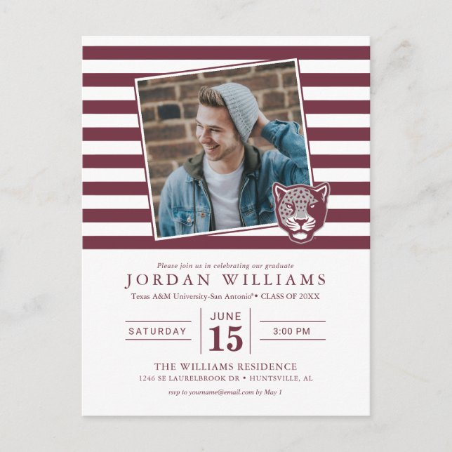 Postal De Anuncios Universidad Texas A&M-San Antonio | Jaguars (Anverso)