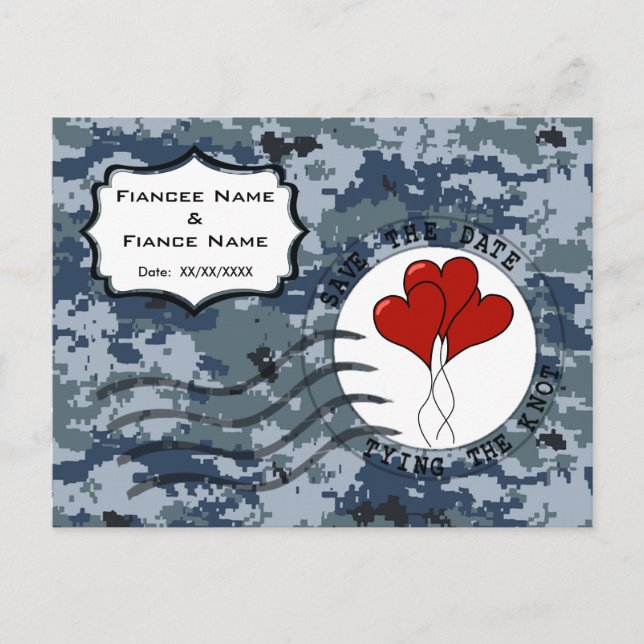 Postal De Anuncios USN Marina Ahorra la Fecha y Globos (Anverso)