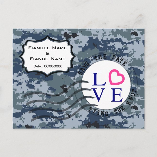 Postal De Anuncios USN Navy Fecha de Guardado y Amor (Anverso)