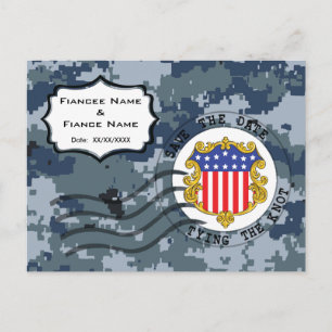 Postal De Anuncios USN Navy Fecha de Guardado y Bandera