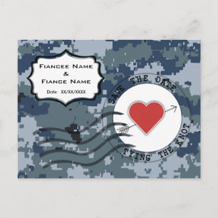 Postal De Anuncios USN Navy Fecha de guardado y Corazón