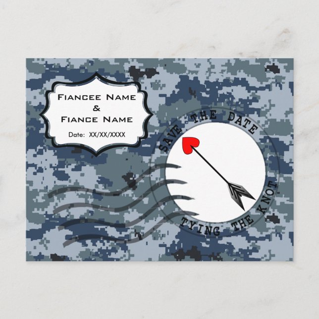 Postal De Anuncios USN Navy Fecha de Guardado y Flecha (Anverso)