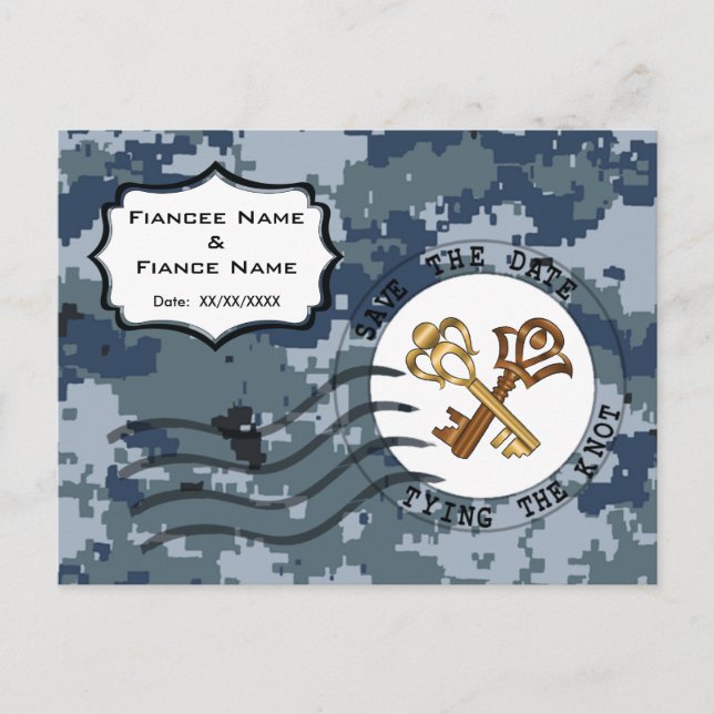 Postal De Anuncios USN Navy Fecha de guardado y llaves (Anverso)