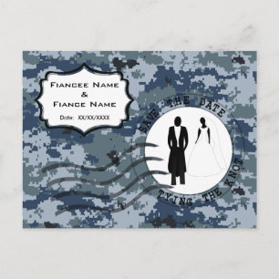 Postal De Anuncios USN Navy Fecha de Guardado y Novia y Novio