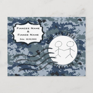 Postal De Anuncios USN Navy Fecha de Guardado y Pareja