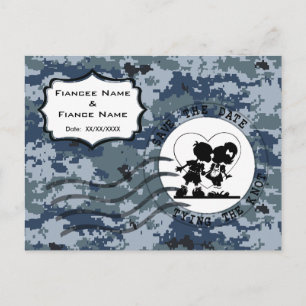 Postal De Anuncios USN Navy Fecha de guardado y pareja