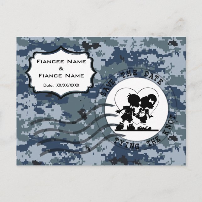 Postal De Anuncios USN Navy salva la fecha y la pareja (Anverso)