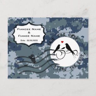 Postal De Anuncios USN Navy Save la Fecha y Pájaros del Amor