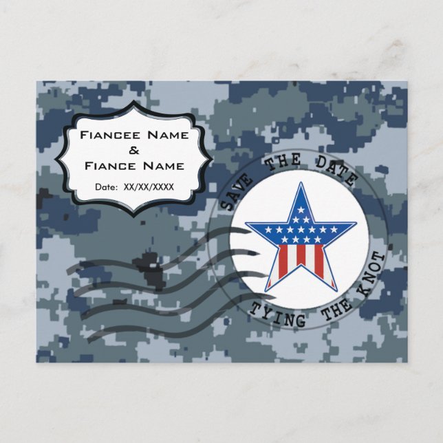 Postal De Anuncios USN Navy Save the Date y estrella (Anverso)