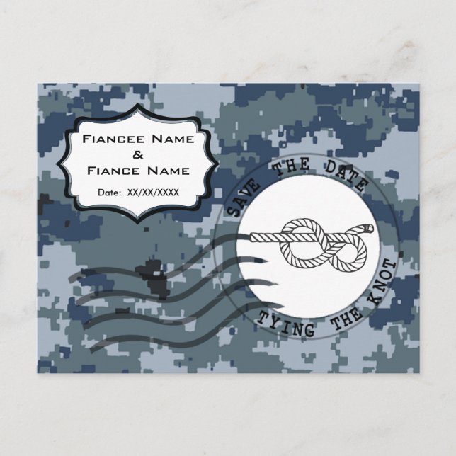 Postal De Anuncios USN Navy Save the Date y Nudo (Anverso)