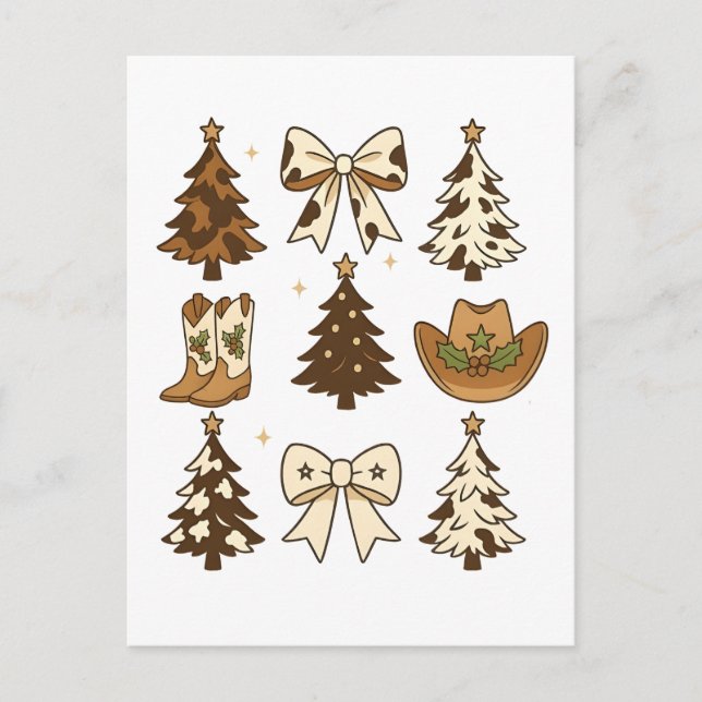 Postal De Anuncios Vaquero navidad bota Papá Noel Occidental (Anverso)