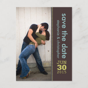 Postal De Anuncios Verde azulado moderno   Green Save the Date Photo 
