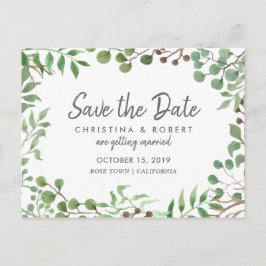 Postal De Anuncios Verde Botánico | Hoja | Salvar la Fecha