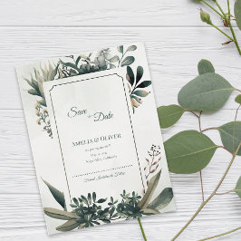 Postal De Anuncios Verde Botánico Salvia Verde Jardín de Boda