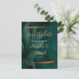 Postal De Anuncios verde esmeralda moderno y deja Save the Date