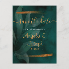Postal De Anuncios verde esmeralda moderno y deja Save the Date