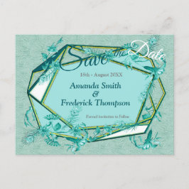 Postal De Anuncios Verde esmeralda sobre un respaldo texturizado de u