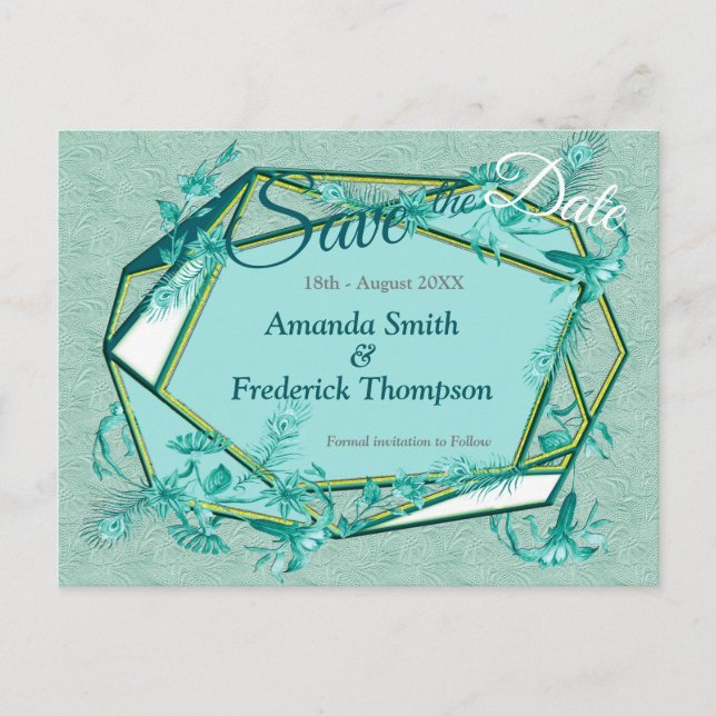 Postal De Anuncios Verde esmeralda sobre un respaldo texturizado de u (Anverso)