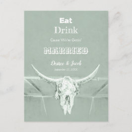 Postal De Anuncios Verde Salvia Rústico Come Bebe Casado Cráneo de To