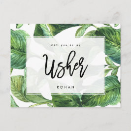 Postal De Anuncios verde tropical ¿serás mi ujier