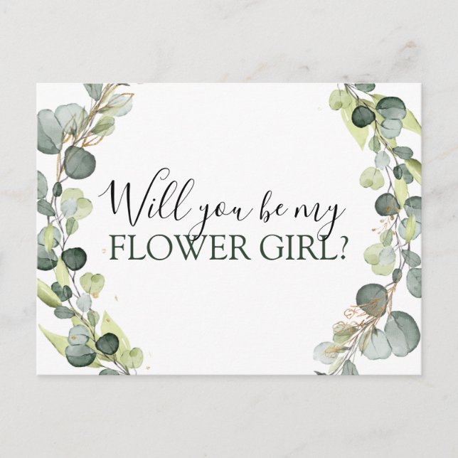 Postal De Anuncios Verdes De Eucalipto Serás Mi Dama De Flores (Anverso)