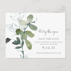 Postal De Anuncios Verdor Cambiar la fecha Boda Eucalyptus