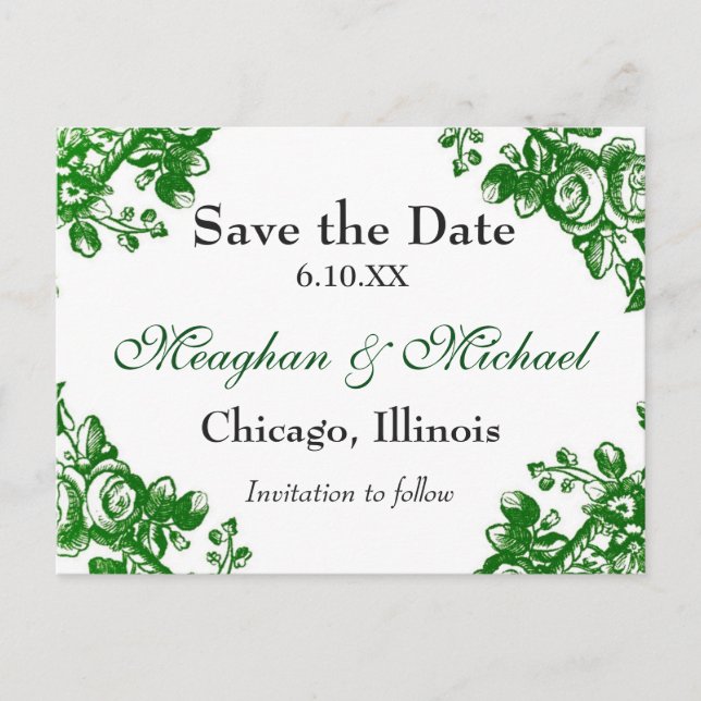 Postal De Anuncios Verdor floral antiguo (Anverso)