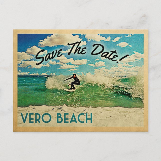 Postal De Anuncios Vero Beach Salvar Fecha Florida Surf (Anverso)