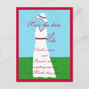 Postal De Anuncios Vestido de la Boda Blanca Roja, guarda las postale