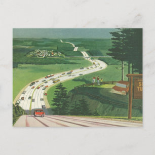 Postal De Anuncios Viajes por carretera con escenografía vintage, cam