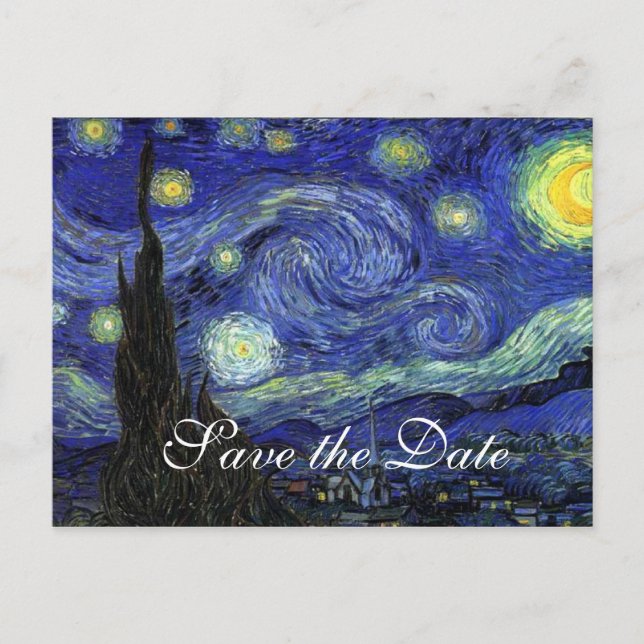 Postal De Anuncios Vincent van Gogh, Noche Starry (Anverso)
