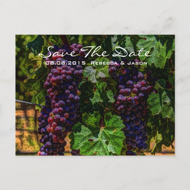 Postal De Anuncios viñedo de uvas púrpura romántico viñedo boda (Anverso)