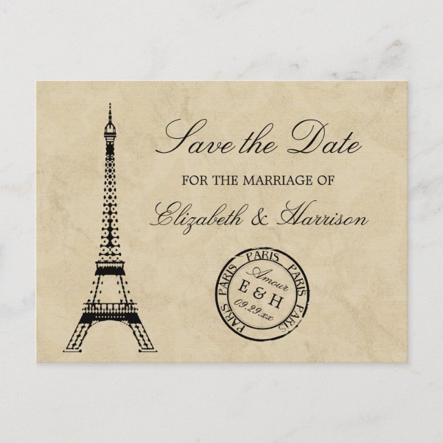 Postal De Anuncios Viñeta Torre Eiffel Paris Postmark Guardar La Fech (Anverso)