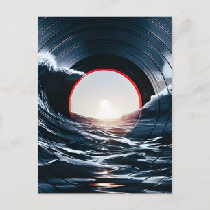 Postal De Anuncios Vinilo Vintage Ola Surf Oceano Música Retro