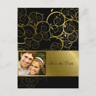 Postal De Anuncios Vino De Espiral De Oro Ornamental Guardar La Postc