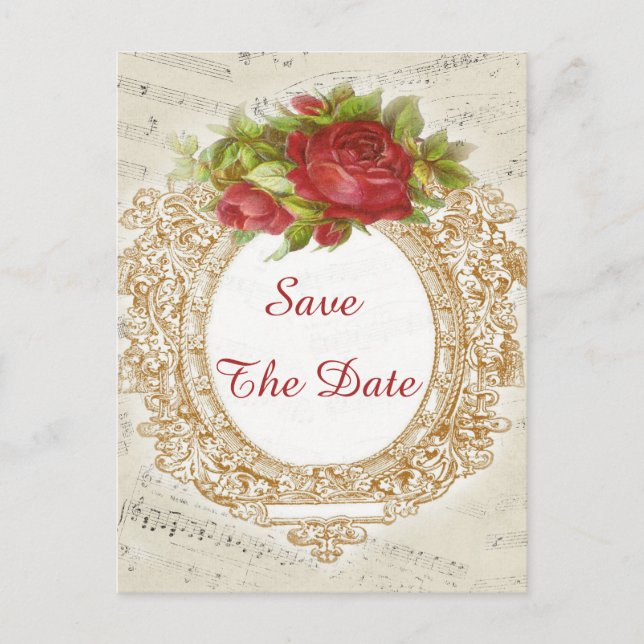 Postal De Anuncios Vintage 100th Birthday Red Rose Frame Music Sheet (Anverso)