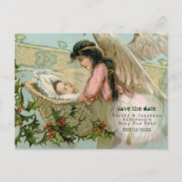 Postal De Anuncios Vintage Baby Due Date Navidades Angel Typset