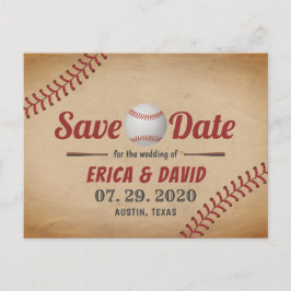 Postal De Anuncios Vintage Baseball Sports Wedding Salven la fecha