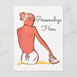 Postal De Anuncios Vintage beach chica seashell verano elegante retro