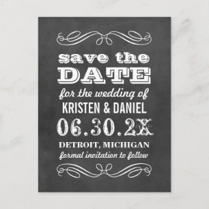 Postal De Anuncios Vintage Black Chalkboard Wedding Save the Date