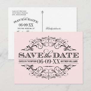 Postal De Anuncios Vintage Black Flourish Wedding Save the Date