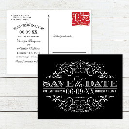 Postal De Anuncios Vintage Black Flourish Wedding Save the Date