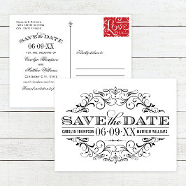 Postal De Anuncios Vintage Black Flourish Wedding Save the Date