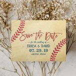 Postal De Anuncios Vintage Boda de béisbol salva la fecha<br><div class="desc">Boda Vintage de Béisbol Salva las Invitaciones de Fecha.</div>
