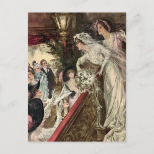 Postal De Anuncios Vintage Bride Tossing the Bouquet Save the Date