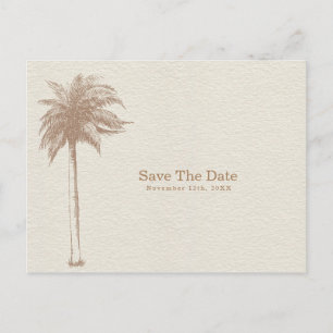 Postal De Anuncios Vintage Brown Palm Tree Beach Save the Date